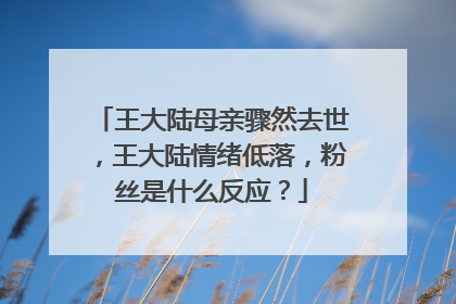 王大陆母亲骤然去世,王大陆情绪低落,粉丝是什么反应?