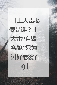 王大雷老婆是谁？王大雷“自毁容貌”只为讨好老婆(3)