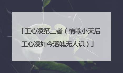 王心凌第三者（情歌小天后王心凌如今落魄无人识）