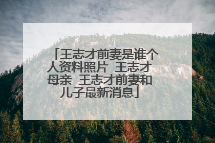 王志才前妻是谁个人资料照片 王志才母亲 王志才前妻和儿子最新消息