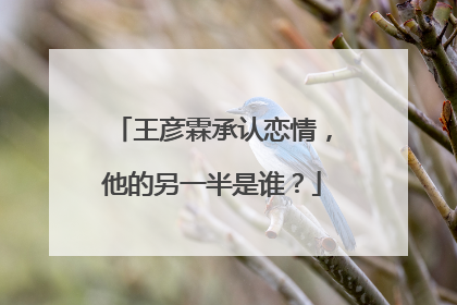 王彦霖承认恋情，他的另一半是谁？