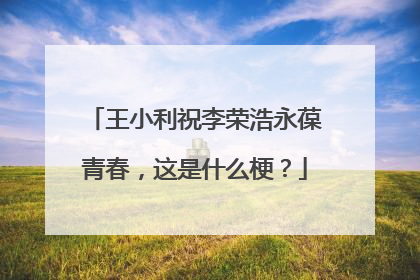 王小利祝李荣浩永葆青春,这是什么梗?