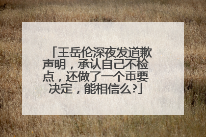 王岳伦深夜发道歉声明，承认自己不检点，还做了一个重要决定，能相信么?