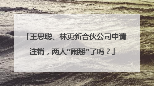 王思聪、林更新合伙公司申请注销，两人“闹掰”了吗？
