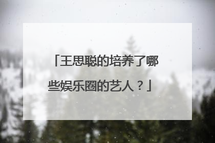 王思聪的培养了哪些娱乐圈的艺人？