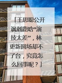 王思聪公开讽刺鹿晗“演技太差”，林更新圆场却不了台，究竟怎么回事呢？