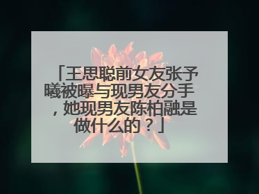 王思聪前女友张予曦被曝与现男友分手,她现男友陈柏融是做什么的?