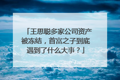 王思聪多家公司资产被冻结，首富之子到底遇到了什么大事？
