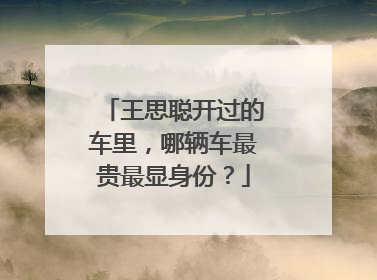 王思聪开过的车里,哪辆车最贵最显身份?