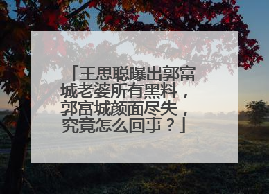 王思聪曝出郭富城老婆所有黑料,郭富城颜面尽失,究竟怎么回事?