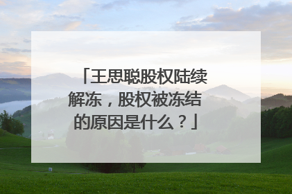 王思聪股权陆续解冻,股权被冻结的原因是什么?
