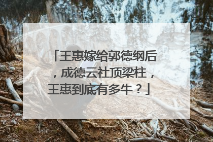 王惠嫁给郭德纲后,成德云社顶梁柱,王惠到底有多牛?