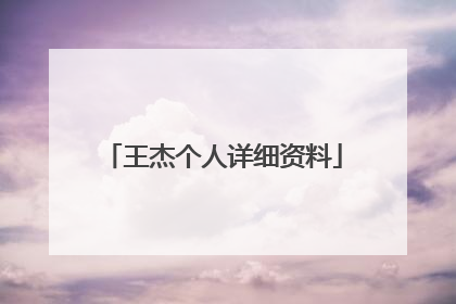 王杰个人详细资料