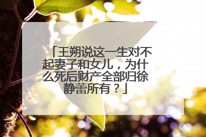 王朔说这一生对不起妻子和女儿，为什么死后财产全部归徐静蕾所有？