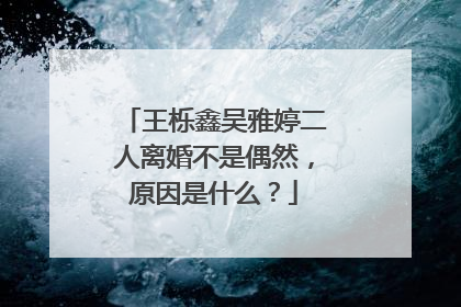 王栎鑫吴雅婷二人离婚不是偶然，原因是什么？