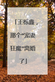 王栎鑫,那个“宠妻狂魔”离婚了