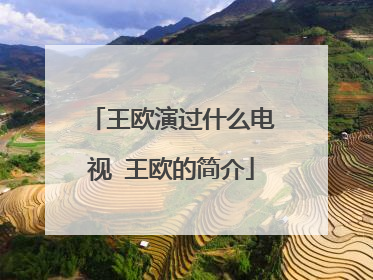 王欧演过什么电视 王欧的简介