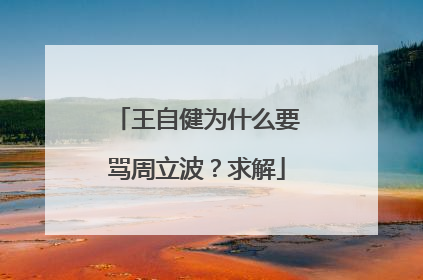 王自健为什么要骂周立波？求解