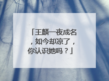 王麟一夜成名，如今却凉了，你认识她吗？