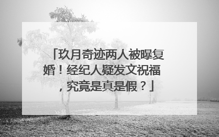 玖月奇迹两人被曝复婚!经纪人疑发文祝福,究竟是真是假?