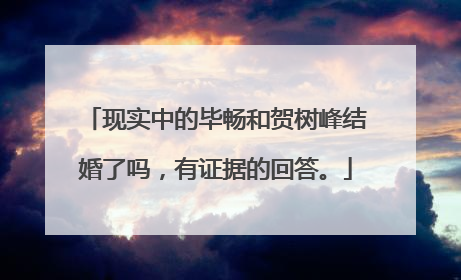 现实中的毕畅和贺树峰结婚了吗，有证据的回答。