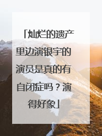 灿烂的遗产里边演银宇的演员是真的有自闭症吗？演得好象