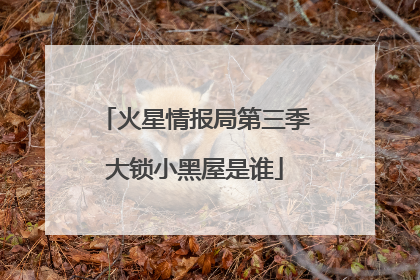 火星情报局第三季大锁小黑屋是谁