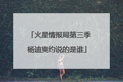 火星情报局第三季杨迪爽约说的是谁