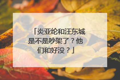 炎亚纶和汪东城是不是吵架了？他们和好没？