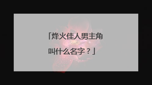 烽火佳人男主角叫什么名字?