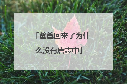 爸爸回来了为什么没有唐志中