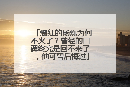 爆红的杨烁为何不火了？曾经的口碑终究是回不来了，他可曾后悔过