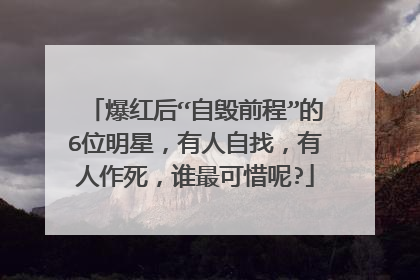 爆红后“自毁前程”的6位明星，有人自找，有人作死，谁最可惜呢?