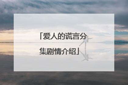 爱人的谎言分集剧情介绍