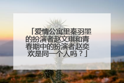 爱情公寓里秦羽墨的扮演者赵文琪和青春期中的扮演者赵奕欢是同一个人吗？
