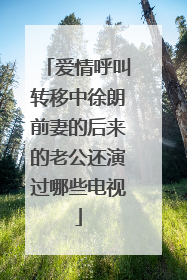 爱情呼叫转移中徐朗前妻的后来的老公还演过哪些电视