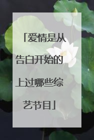 爱情是从告白开始的上过哪些综艺节目