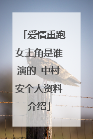 爱情重跑女主角是谁演的 中村安个人资料介绍