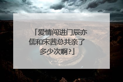 爱情闯进门辰亦儒和宋茜总共亲了多少次啊?