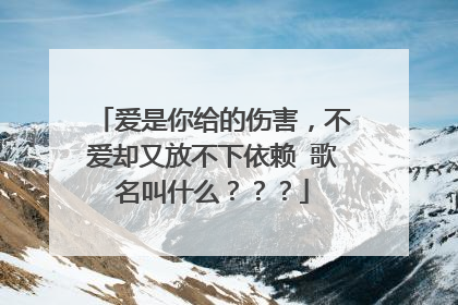 爱是你给的伤害，不爱却又放不下依赖 歌名叫什么？？？