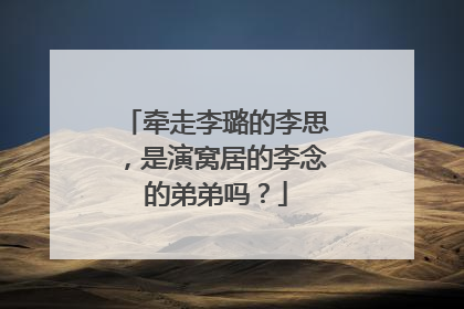 牵走李璐的李思，是演窝居的李念的弟弟吗？