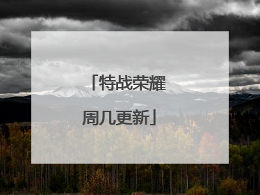 特战荣耀周几更新