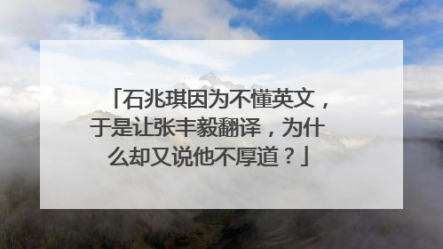 石兆琪因为不懂英文，于是让张丰毅翻译，为什么却又说他不厚道？