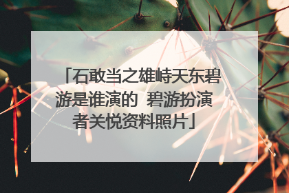 石敢当之雄峙天东碧游是谁演的 碧游扮演者关悦资料照片