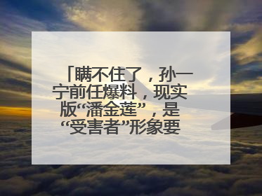 瞒不住了，孙一宁前任爆料，现实版“潘金莲”，是“受害者”形象要崩塌吗？