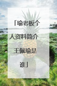 瑜老板个人资料简介 王佩瑜是谁