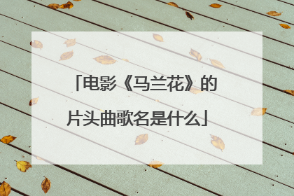 电影《马兰花》的片头曲歌名是什么