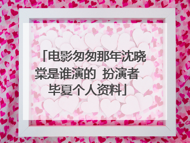 电影匆匆那年沈晓棠是谁演的 扮演者毕夏个人资料