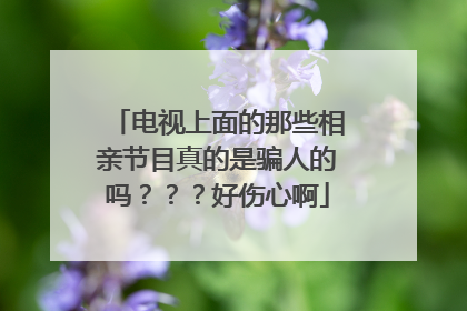 电视上面的那些相亲节目真的是骗人的吗???好伤心啊