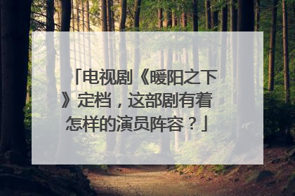 电视剧《暖阳之下》定档，这部剧有着怎样的演员阵容？